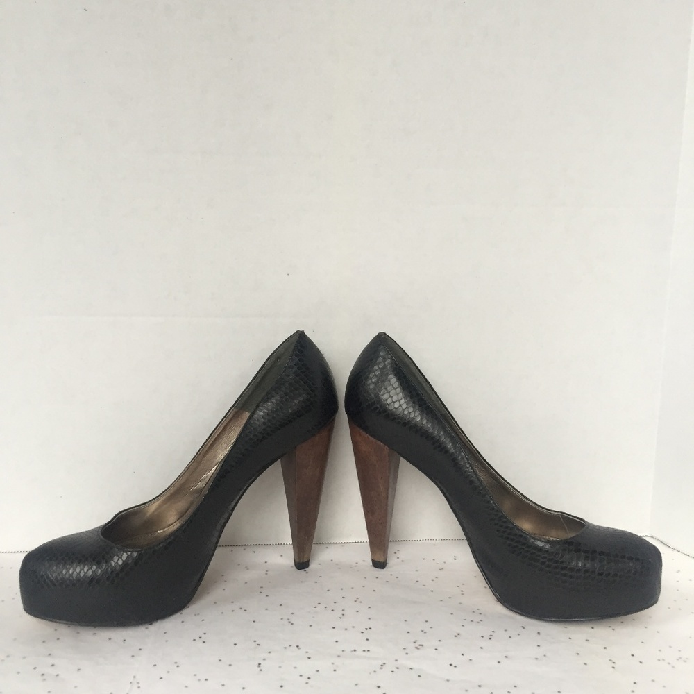 Tarbay Faux Snakeskin Hidden Platform Pump Wood 7M